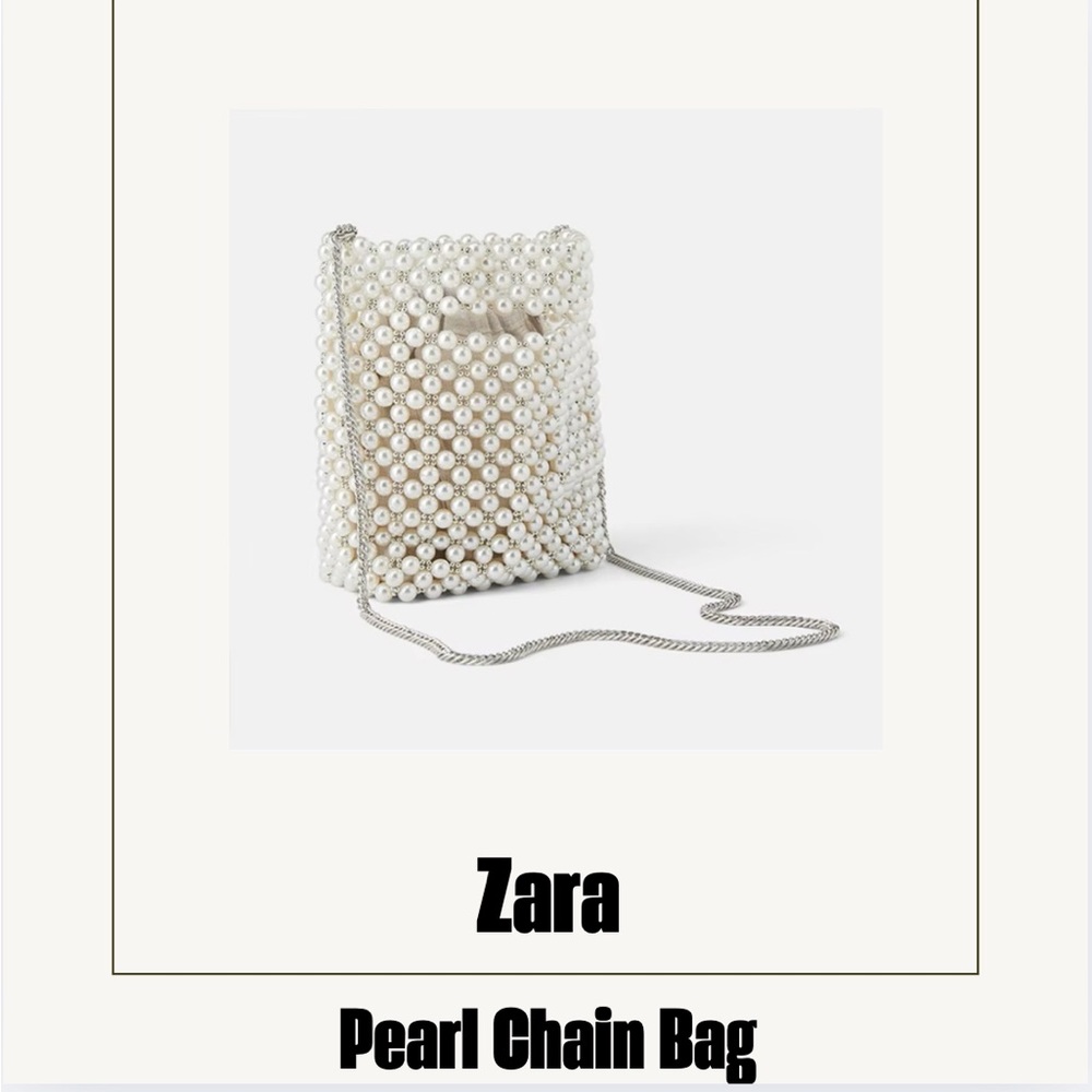 4735 Zara Beaded Pearl Mini Bucket Bag Women’s Size S